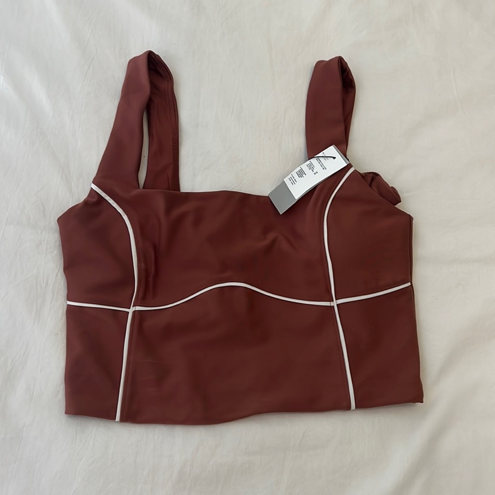 Abercrombie YPB workout crop top, never worn, white stitching and built in bra